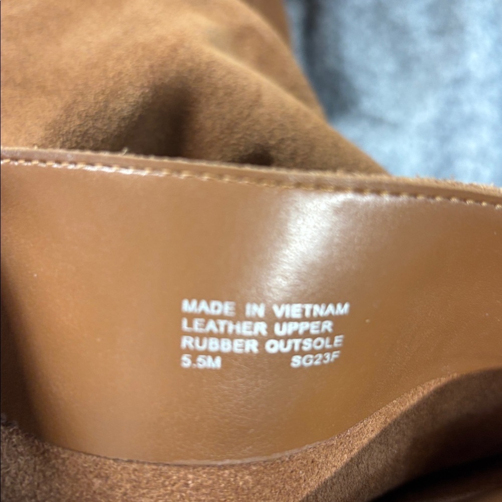 Michael Kors Leigh suede luggage colored Knee-High  heel Boots 5.5 - Picture 10 of 12